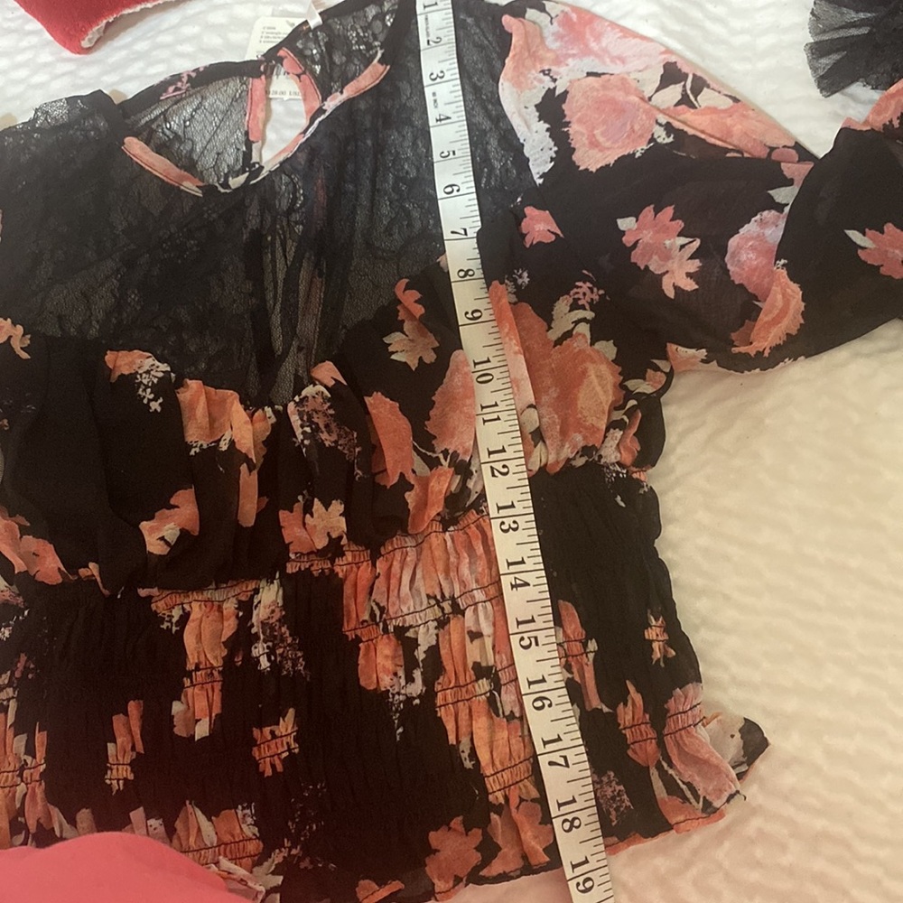 NWT- Free People Pink and black Colorful flowers add a touch of everyday romance - Picture 8 of 10